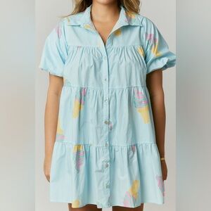 Peach Love California Blue and Pink Swirl Top